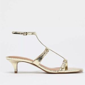 Zara Vegan Leather Gold Strappy Sandals